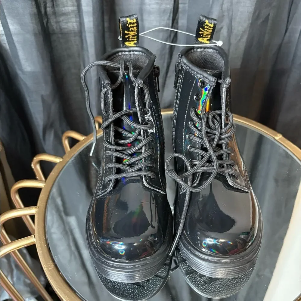 Dr. Martens Junior's 1460 Black Rainbow Patent Leather Boots
